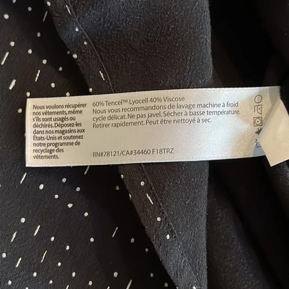 Eileen Fisher 6 black short sleeve blouse white dash dot print great condition. - Picture 7 of 8